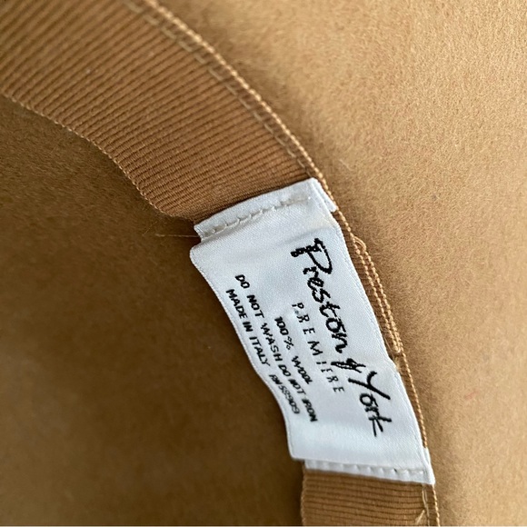 Preston & York 100% Wool Hat Camel Tan Cheetah Trim Print Women’s Hat Derby Hat - Picture 3 of 12